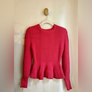 BANANA REPUBLIC | PEPLUM SWEATER - chunky feminine puff sleeves, Merino wool